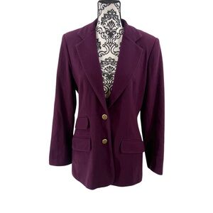 Herman Geist 100% Wool Woolmark Certified Blazer Eggplant Purple Tailored Blazer